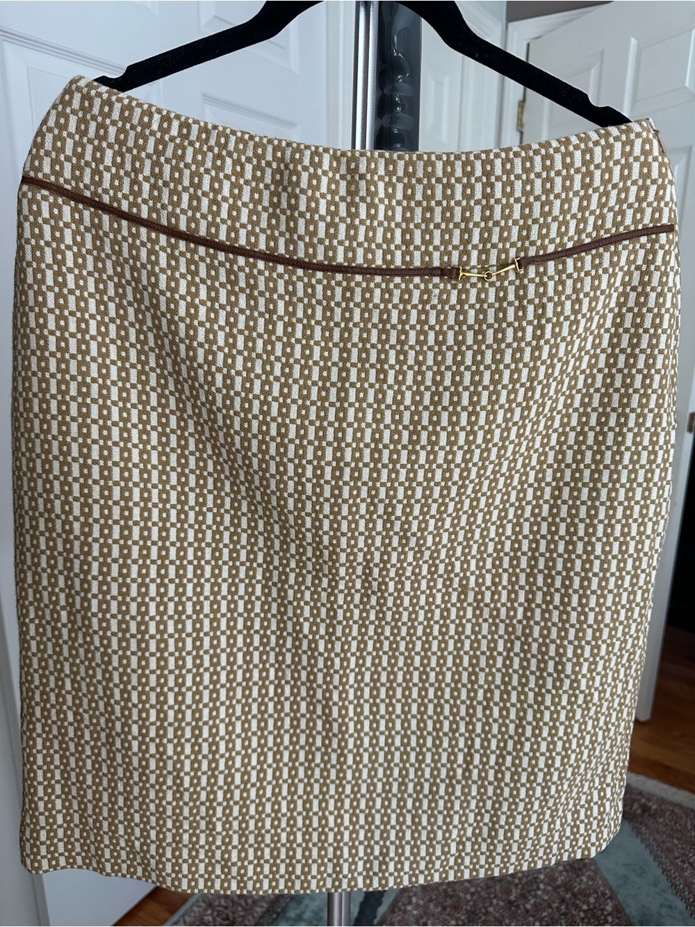 Vintage Banana Republic Wool Classic Brown & Cream Patterned Pencil Skirt
